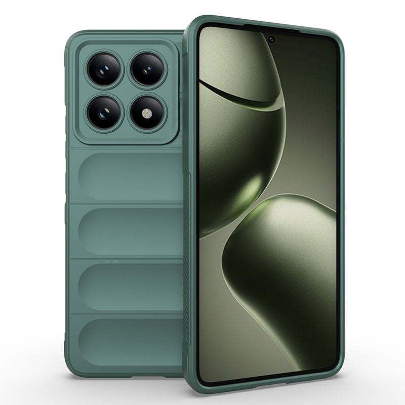 Xiaomi 14T Kılıf Esnek TPU Oyuklu Arka Yüzey Tasarımlı Zore Etnik Silikon Kapak Koyu Yeşil