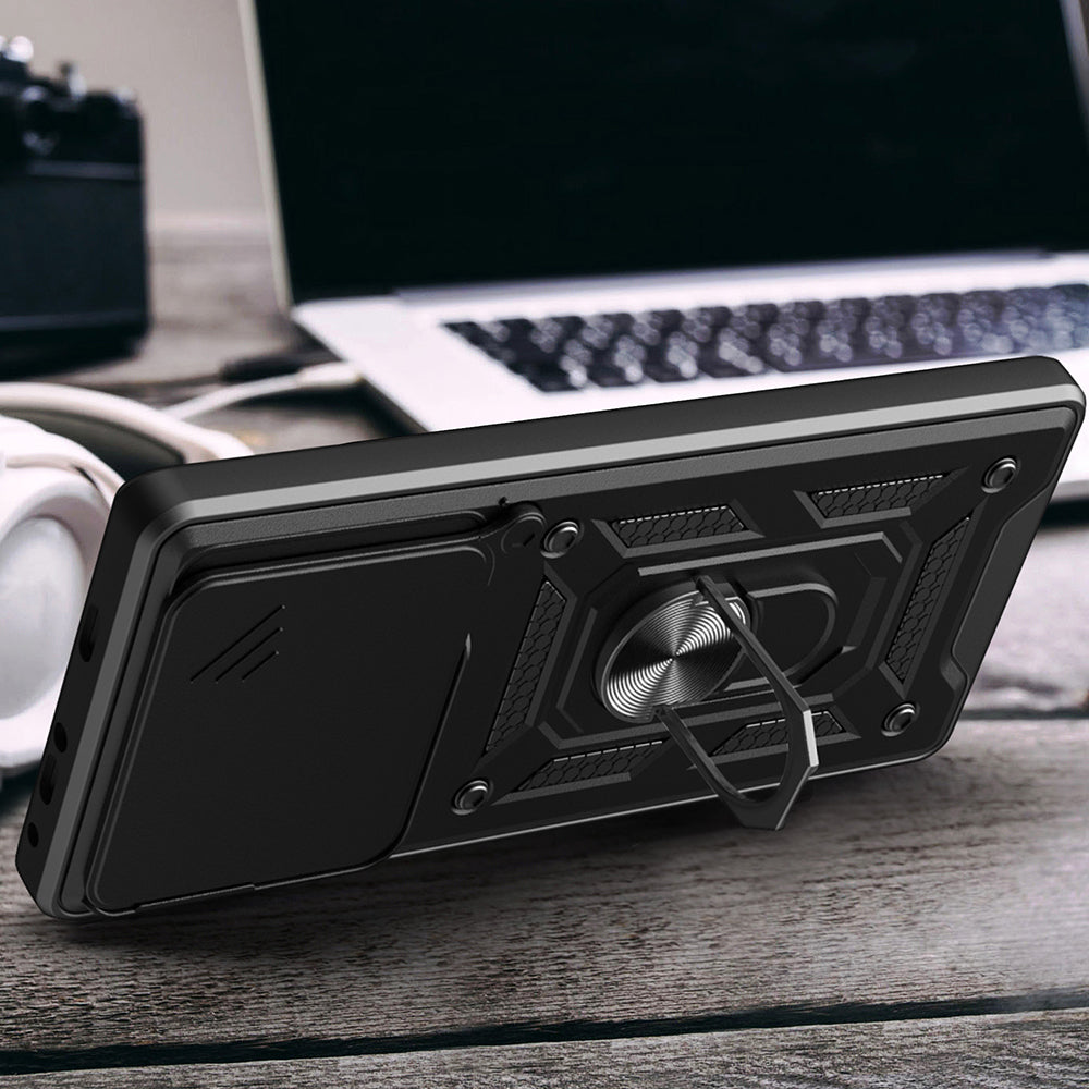 Xiaomi 14T Kılıf Magnetik Standlı Kamera Korumalı Zore Sürgülü Vega Kapak Siyah