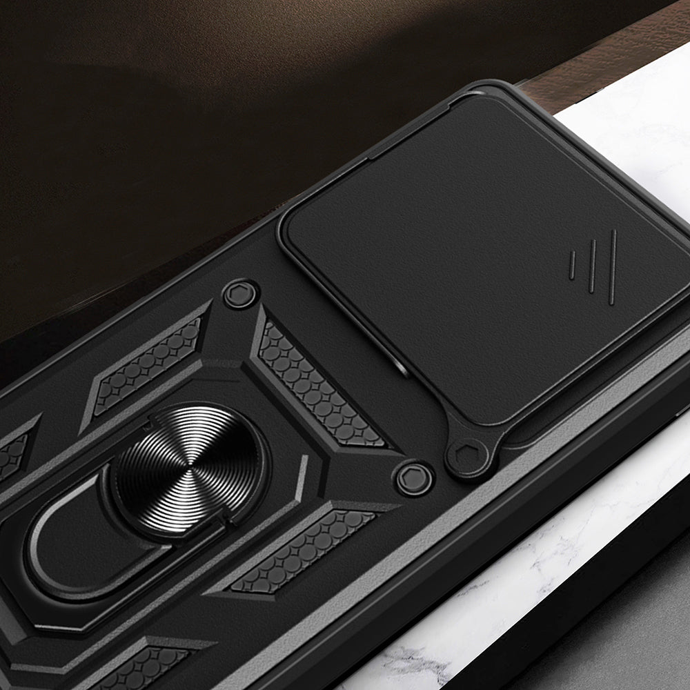 Xiaomi 14T Kılıf Magnetik Standlı Kamera Korumalı Zore Sürgülü Vega Kapak Mavi