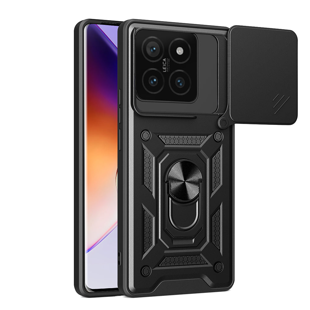 Xiaomi 14T Kılıf Magnetik Standlı Kamera Korumalı Zore Sürgülü Vega Kapak Siyah