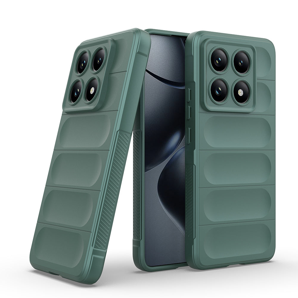 Xiaomi 14T Pro Kılıf Esnek TPU Oyuklu Arka Yüzey Tasarımlı Zore Etnik Silikon Kapak Koyu Yeşil