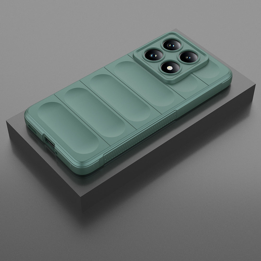 Xiaomi 14T Pro Kılıf Esnek TPU Oyuklu Arka Yüzey Tasarımlı Zore Etnik Silikon Kapak Koyu Yeşil