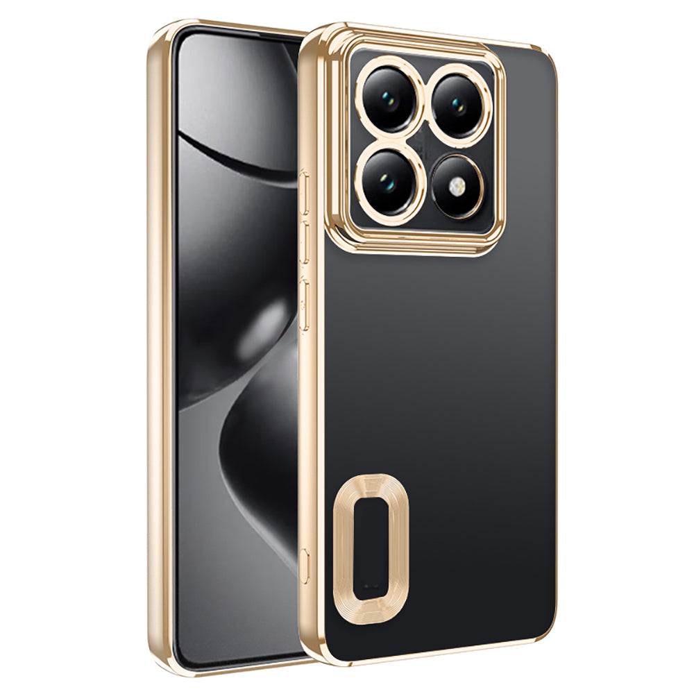 Xiaomi 14T Pro Kılıf Kamera Korumalı Logo Gösteren Zore Omega Kapak Gold