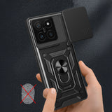 Xiaomi 14T Pro Kılıf Magnetik Standlı Kamera Korumalı Zore Sürgülü Vega Kapak Mavi