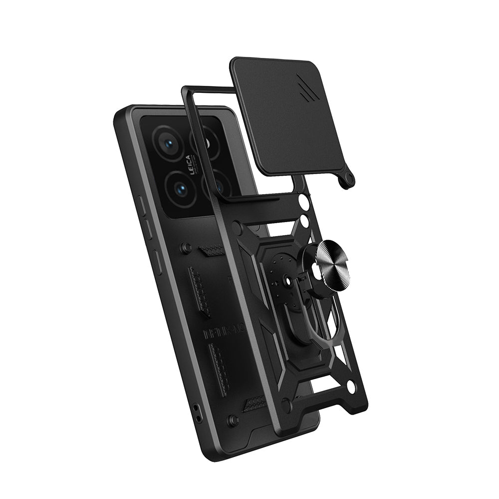 Xiaomi 14T Pro Kılıf Magnetik Standlı Kamera Korumalı Zore Sürgülü Vega Kapak Mavi