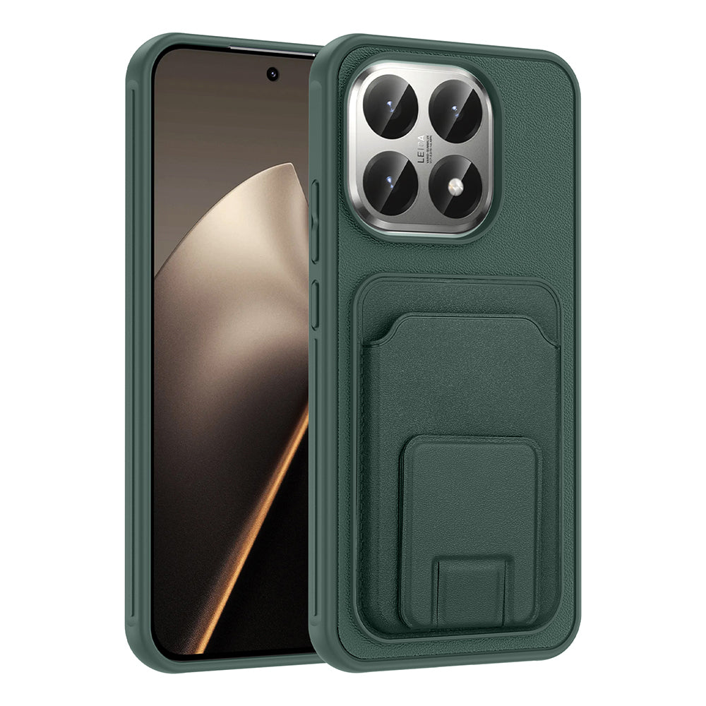 Xiaomi 15T Kılıf Kartlıklı TPU Bikart Kapak Koyu Yeşil