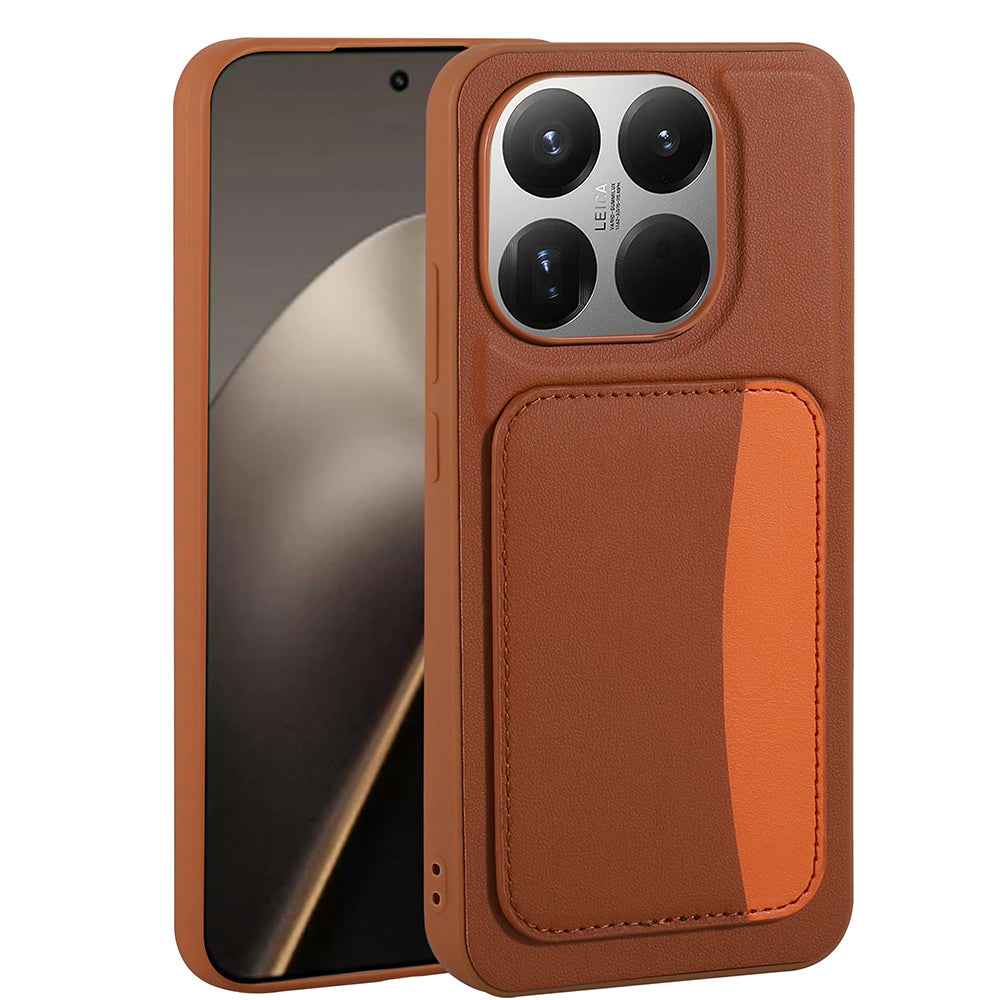Xiaomi 15T Kılıf Kartlıklı Zore X-Kart Silikon Kapak Kahverengi