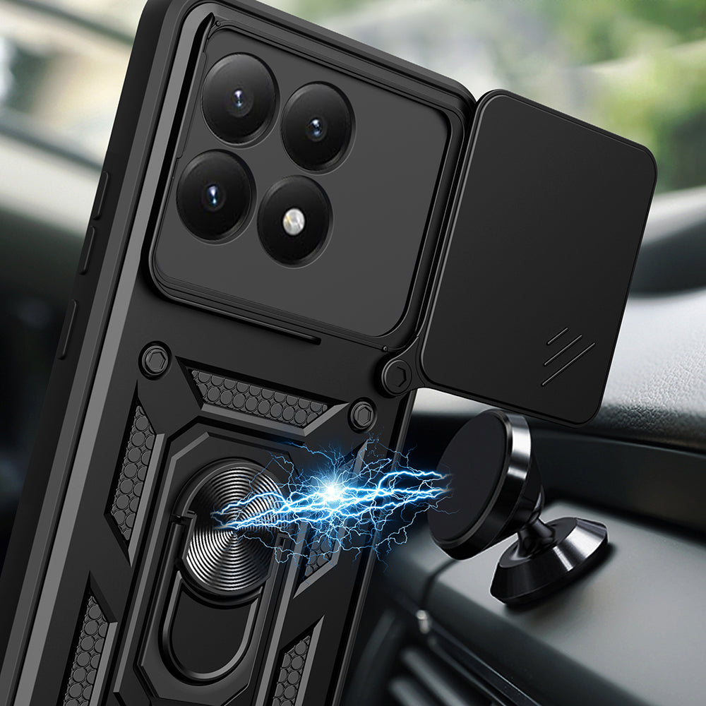Xiaomi 15T Kılıf Magnetik Standlı Kamera Korumalı Zore Sürgülü Vega Kapak Mavi