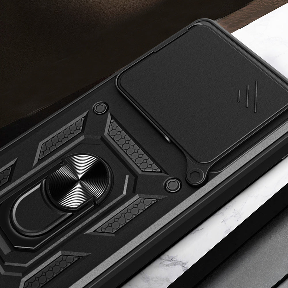 Xiaomi 15T Kılıf Magnetik Standlı Kamera Korumalı Zore Sürgülü Vega Kapak Mavi