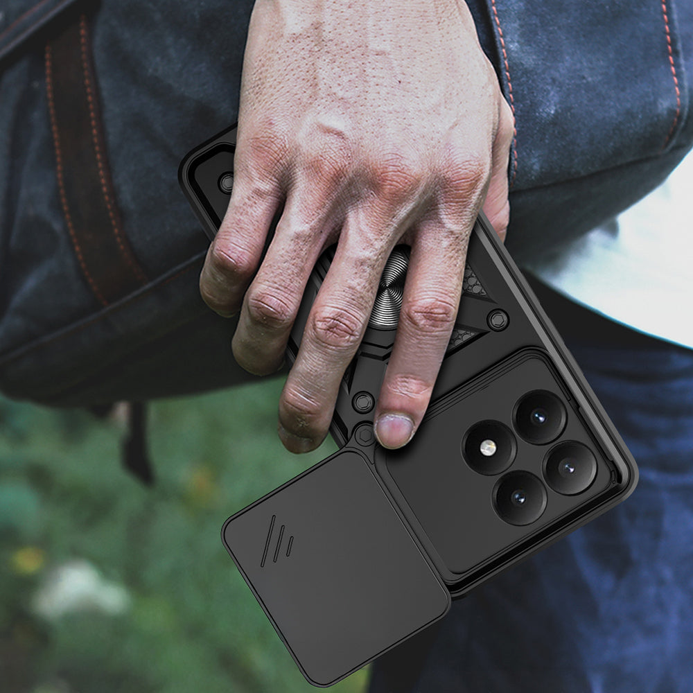 Xiaomi 15T Kılıf Magnetik Standlı Kamera Korumalı Zore Sürgülü Vega Kapak Siyah