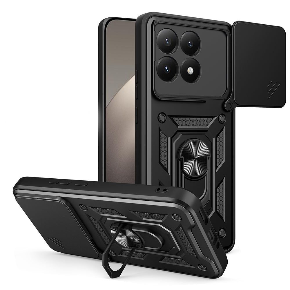 Xiaomi 15T Kılıf Magnetik Standlı Kamera Korumalı Zore Sürgülü Vega Kapak Siyah