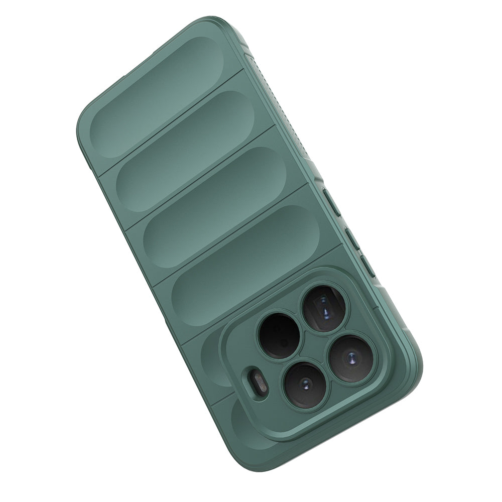 Xiaomi 15T Pro Kılıf Esnek TPU Oyuklu Arka Yüzey Tasarımlı Zore Etnik Silikon Kapak Koyu Yeşil
