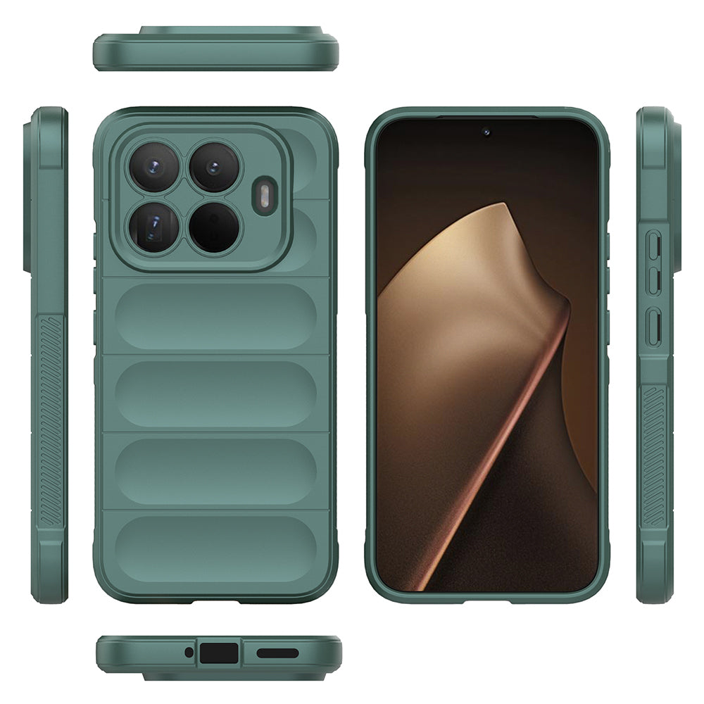 Xiaomi 15T Pro Kılıf Esnek TPU Oyuklu Arka Yüzey Tasarımlı Zore Etnik Silikon Kapak Koyu Yeşil