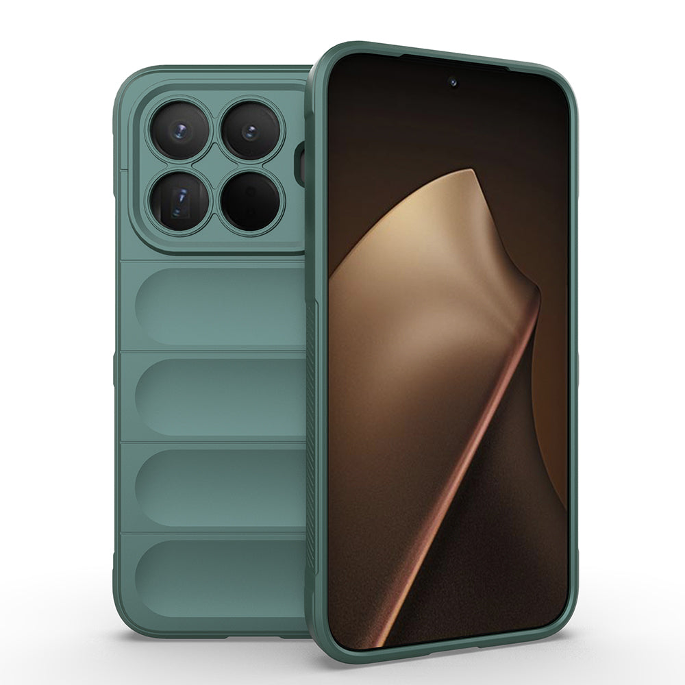 Xiaomi 15T Pro Kılıf Esnek TPU Oyuklu Arka Yüzey Tasarımlı Zore Etnik Silikon Kapak Koyu Yeşil