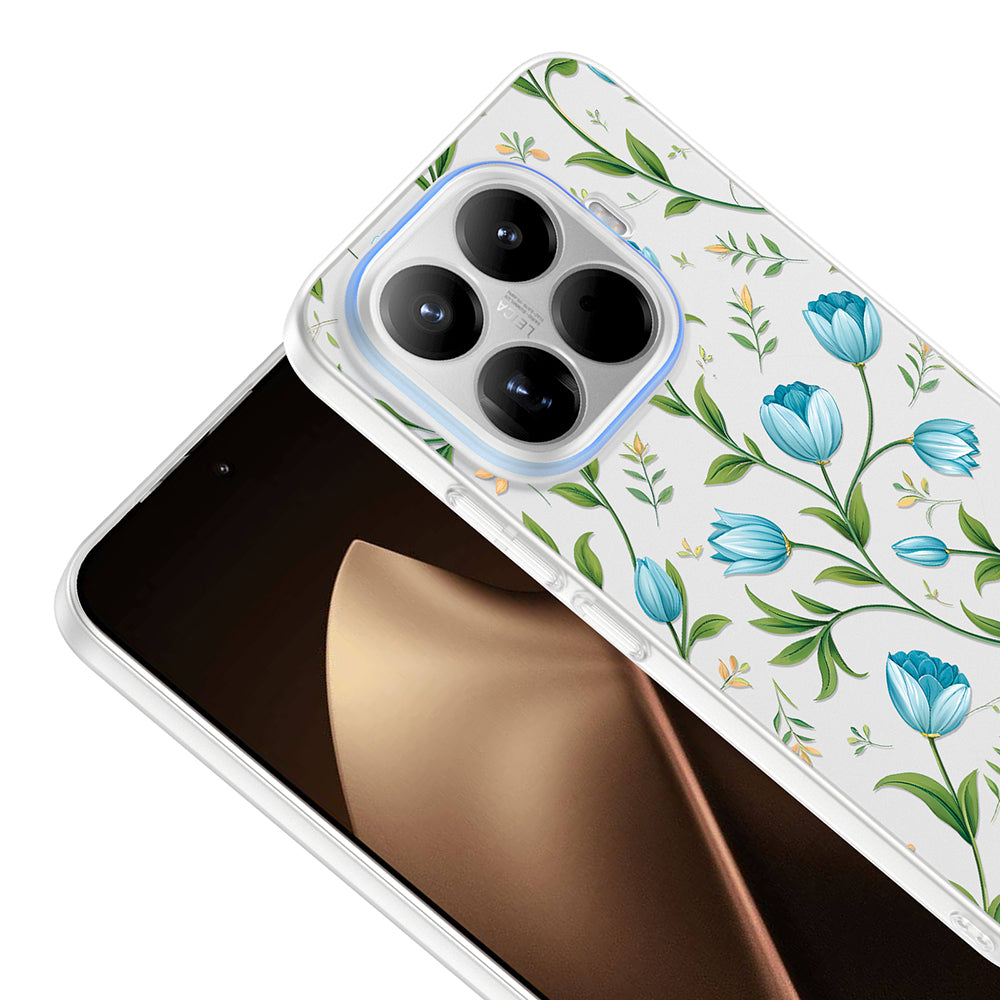 Xiaomi 15T Pro Kılıf Kamera Korumalı Desenli Zore Klip Kapak Mavi Lale