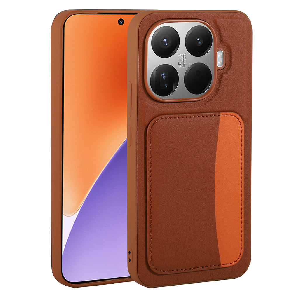 Xiaomi 15T Pro Kılıf Kartlıklı Zore X-Kart Silikon Kapak Kahverengi