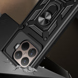 Xiaomi 15T Pro Kılıf Magnetik Standlı Kamera Korumalı Zore Sürgülü Vega Kapak Siyah