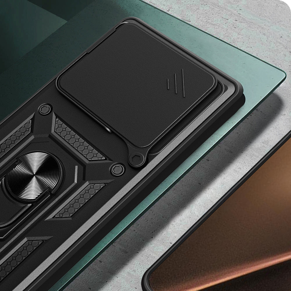 Xiaomi 15T Pro Kılıf Magnetik Standlı Kamera Korumalı Zore Sürgülü Vega Kapak Siyah