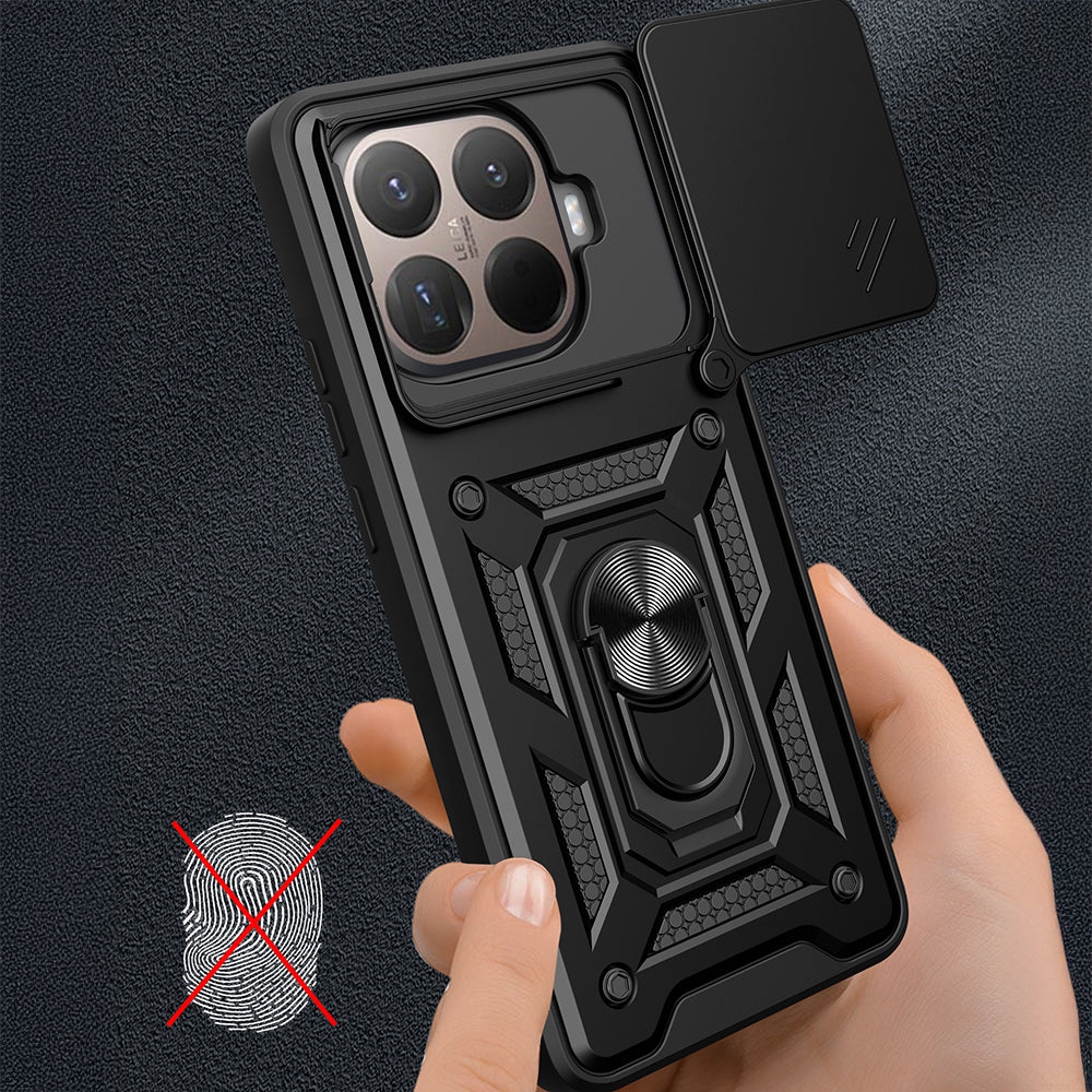 Xiaomi 15T Pro Kılıf Magnetik Standlı Kamera Korumalı Zore Sürgülü Vega Kapak Siyah