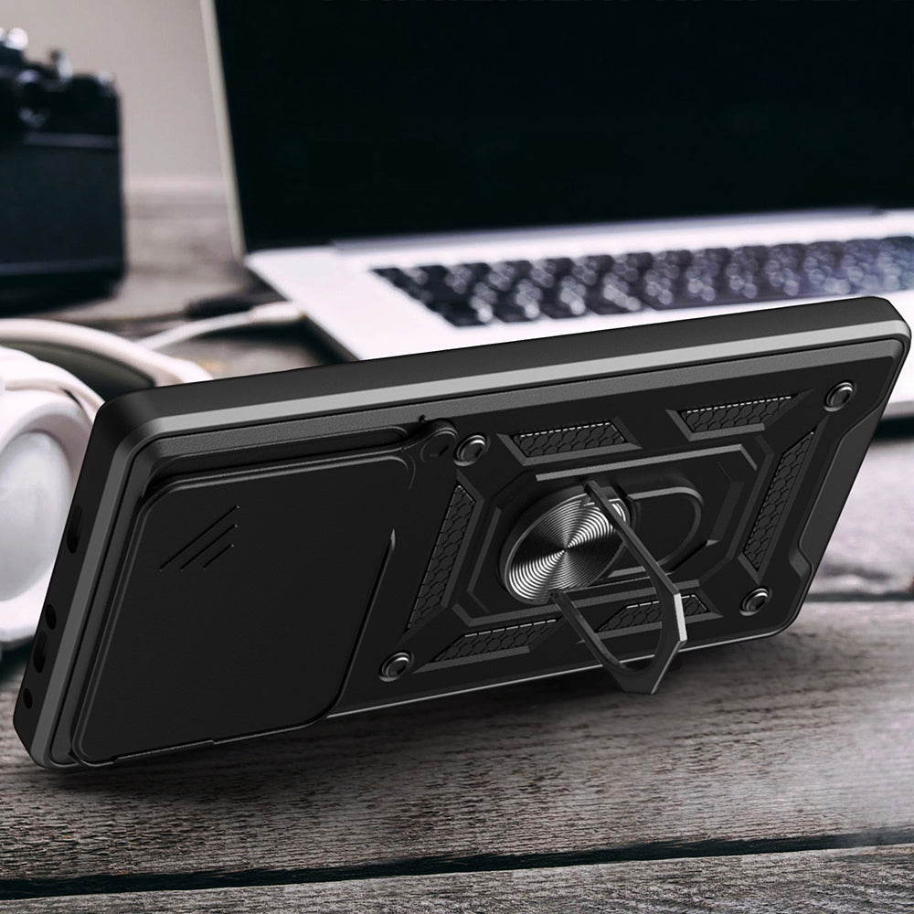Xiaomi 15T Pro Kılıf Magnetik Standlı Kamera Korumalı Zore Sürgülü Vega Kapak Siyah