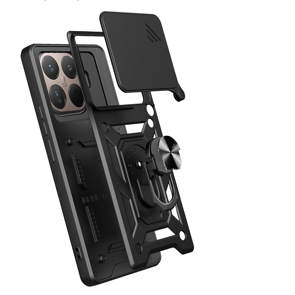 Xiaomi 15T Pro Kılıf Magnetik Standlı Kamera Korumalı Zore Sürgülü Vega Kapak Siyah