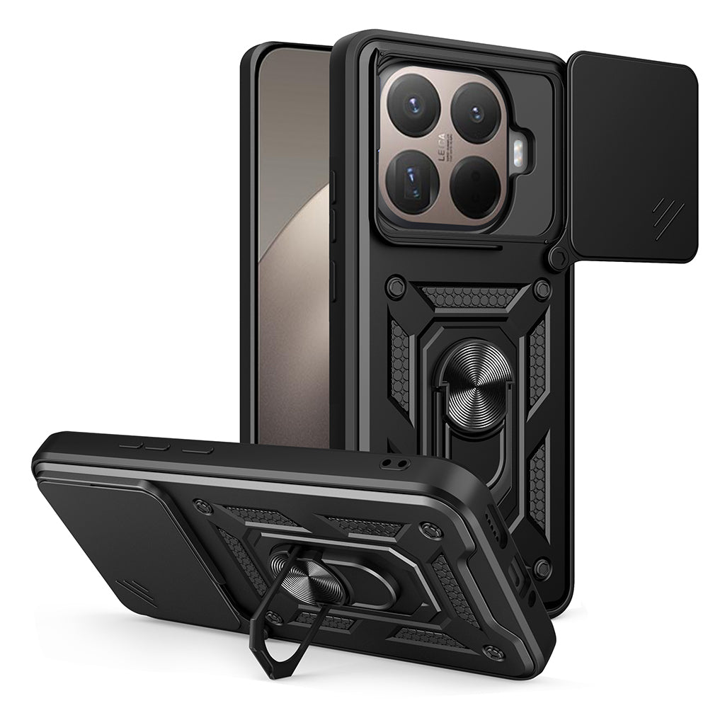 Xiaomi 15T Pro Kılıf Magnetik Standlı Kamera Korumalı Zore Sürgülü Vega Kapak Siyah