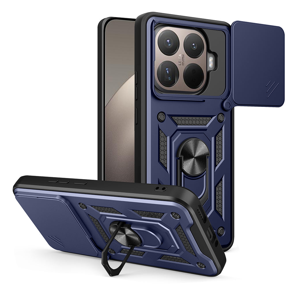 Xiaomi 15T Pro Kılıf Magnetik Standlı Kamera Korumalı Zore Sürgülü Vega Kapak Mavi