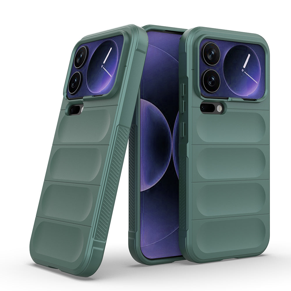 Xiaomi 17 Pro Max Kılıf Esnek TPU Oyuklu Arka Yüzey Tasarımlı Zore Etnik Silikon Kapak Koyu Yeşil