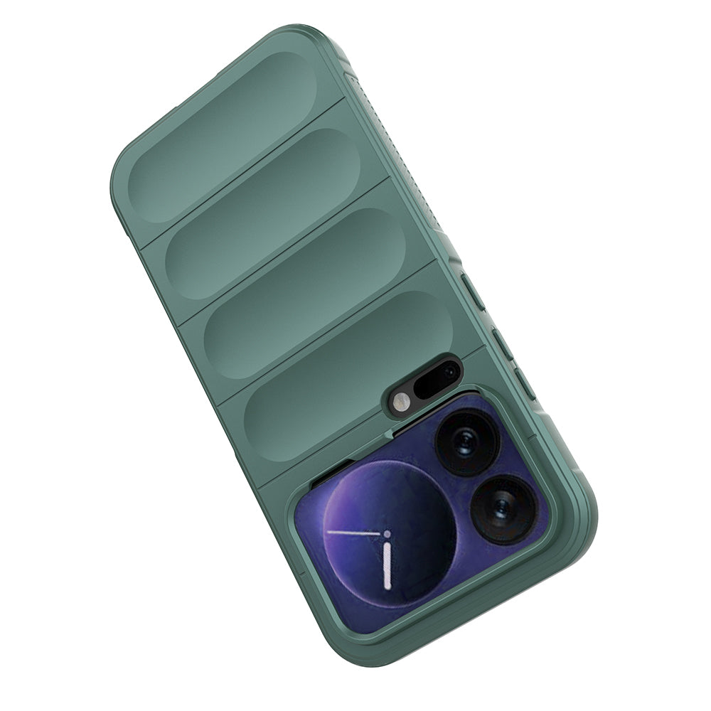 Xiaomi 17 Pro Max Kılıf Esnek TPU Oyuklu Arka Yüzey Tasarımlı Zore Etnik Silikon Kapak Koyu Yeşil