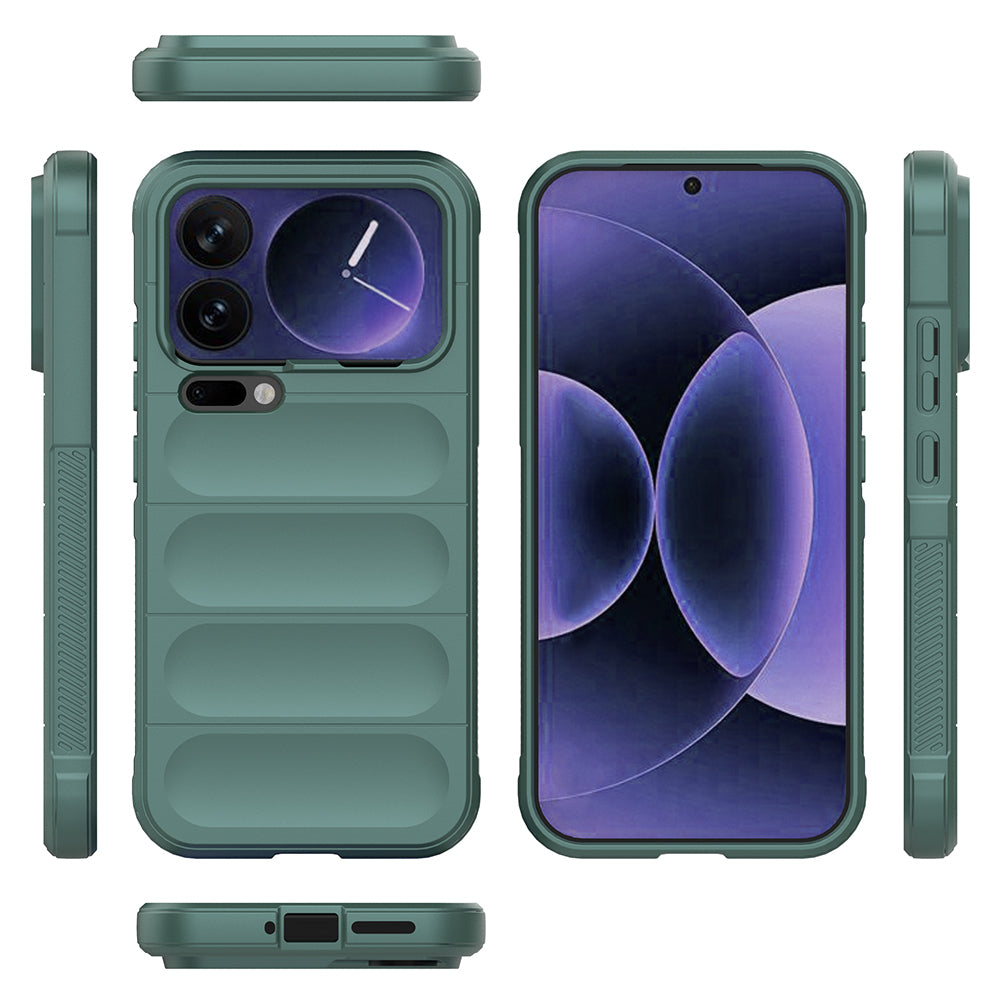 Xiaomi 17 Pro Max Kılıf Esnek TPU Oyuklu Arka Yüzey Tasarımlı Zore Etnik Silikon Kapak Koyu Yeşil
