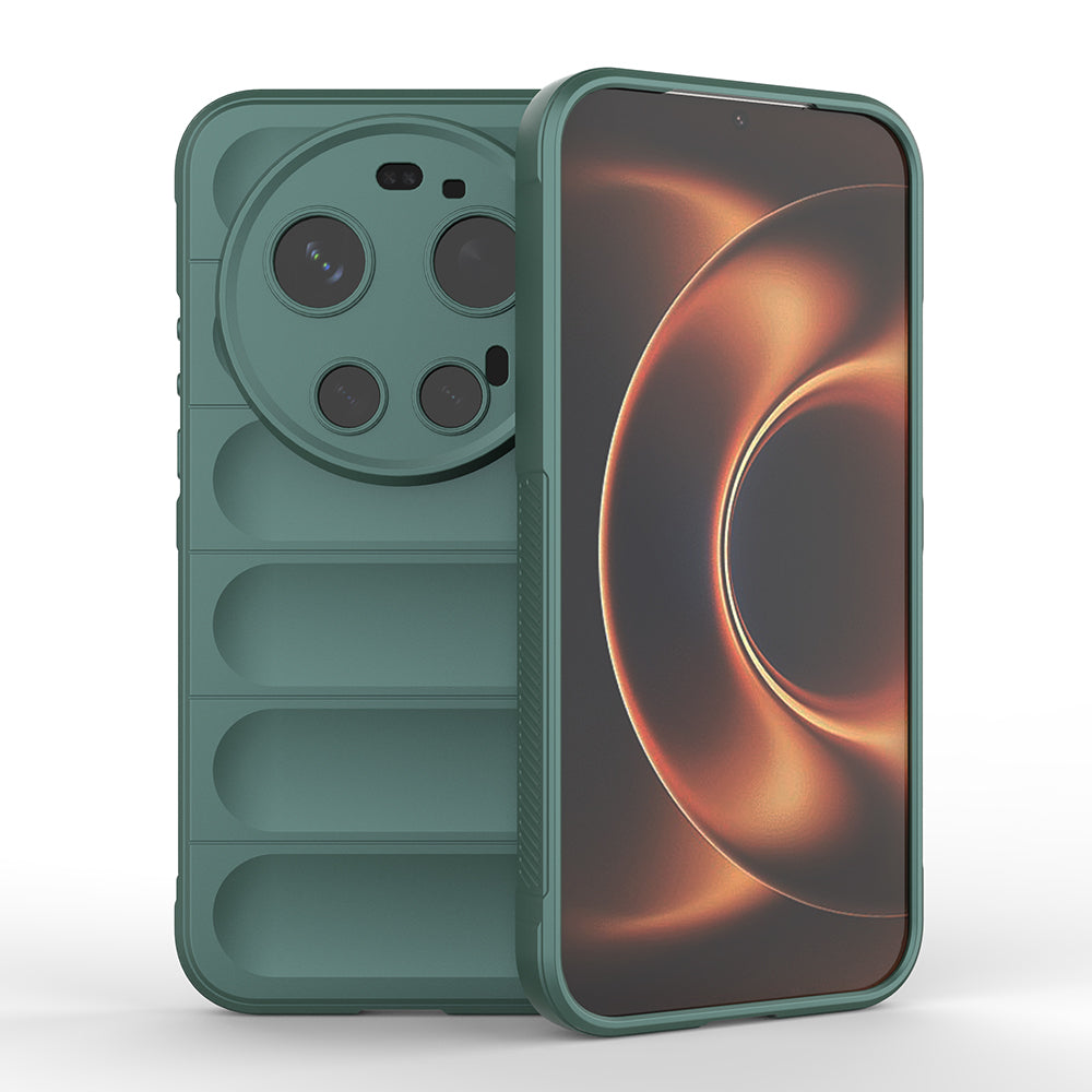 Xiaomi 17 Ultra Kılıf Esnek TPU Oyuklu Arka Yüzey Tasarımlı Zore Etnik Silikon Kapak Koyu Yeşil