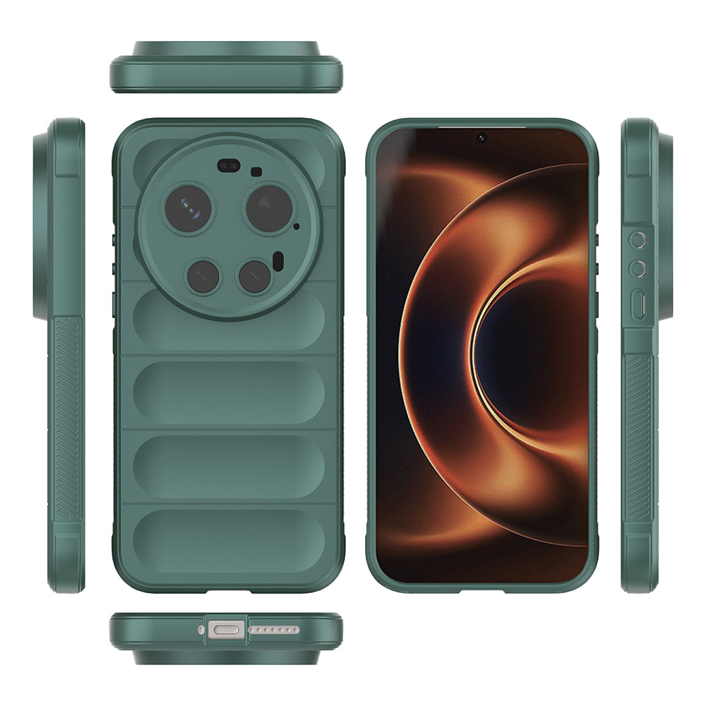 Xiaomi 17 Ultra Kılıf Esnek TPU Oyuklu Arka Yüzey Tasarımlı Zore Etnik Silikon Kapak Koyu Yeşil