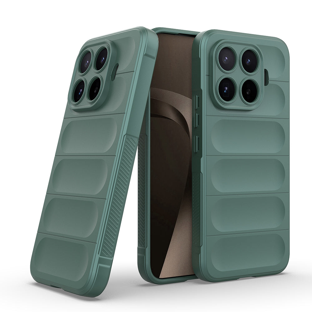 Xiaomi 17T Kılıf Esnek TPU Oyuklu Arka Yüzey Tasarımlı Zore Etnik Silikon Kapak Koyu Yeşil