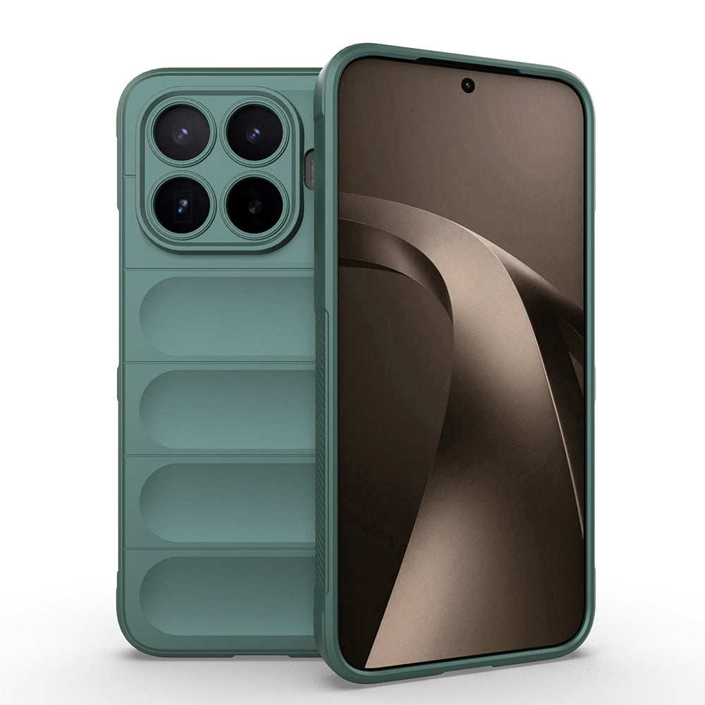 Xiaomi 17T Kılıf Esnek TPU Oyuklu Arka Yüzey Tasarımlı Zore Etnik Silikon Kapak Koyu Yeşil