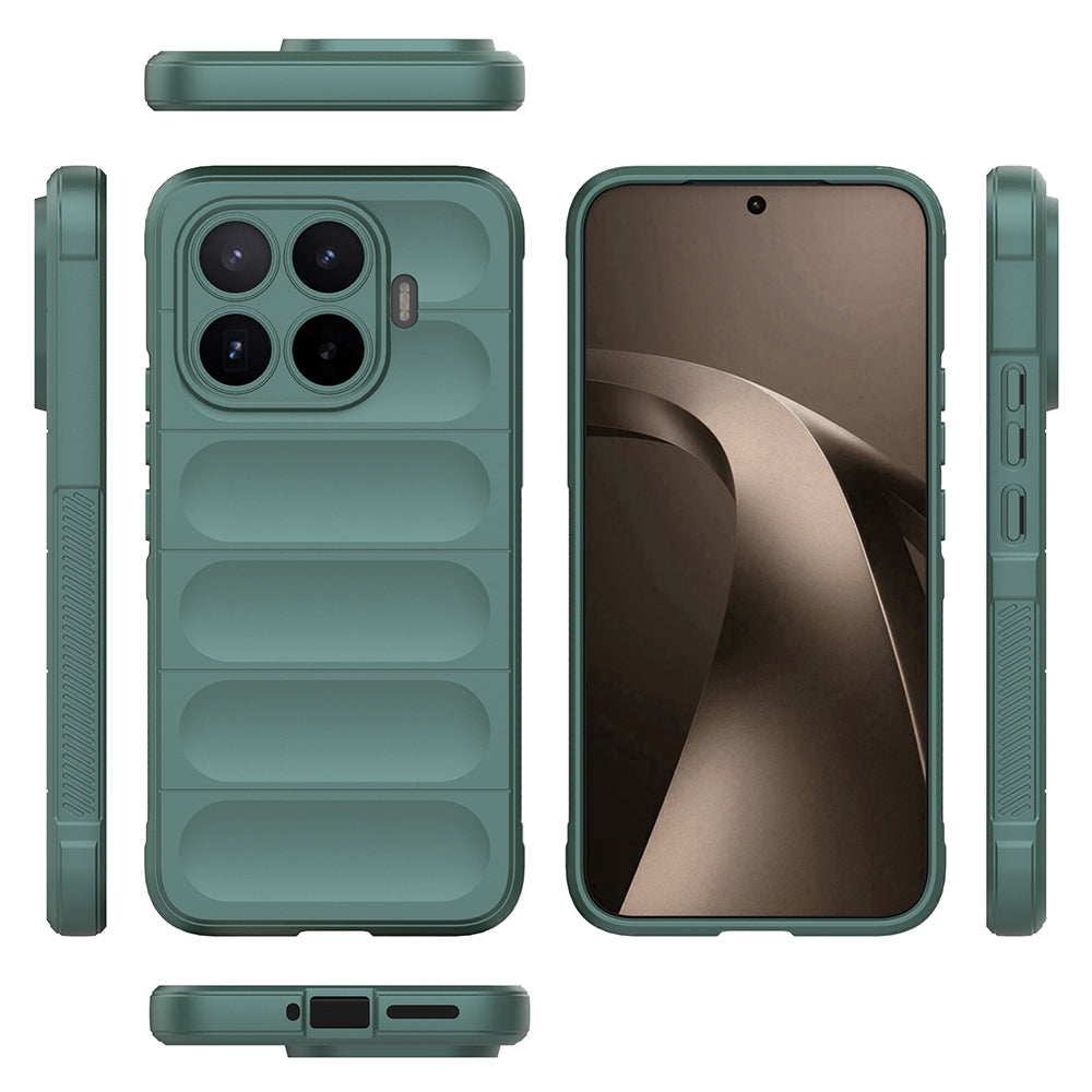 Xiaomi 17T Pro Kılıf Esnek TPU Oyuklu Arka Yüzey Tasarımlı Zore Etnik Silikon Kapak Koyu Yeşil