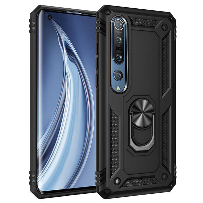 Xiaomi Mi 10 Kılıf Zore Vega Kapak Siyah