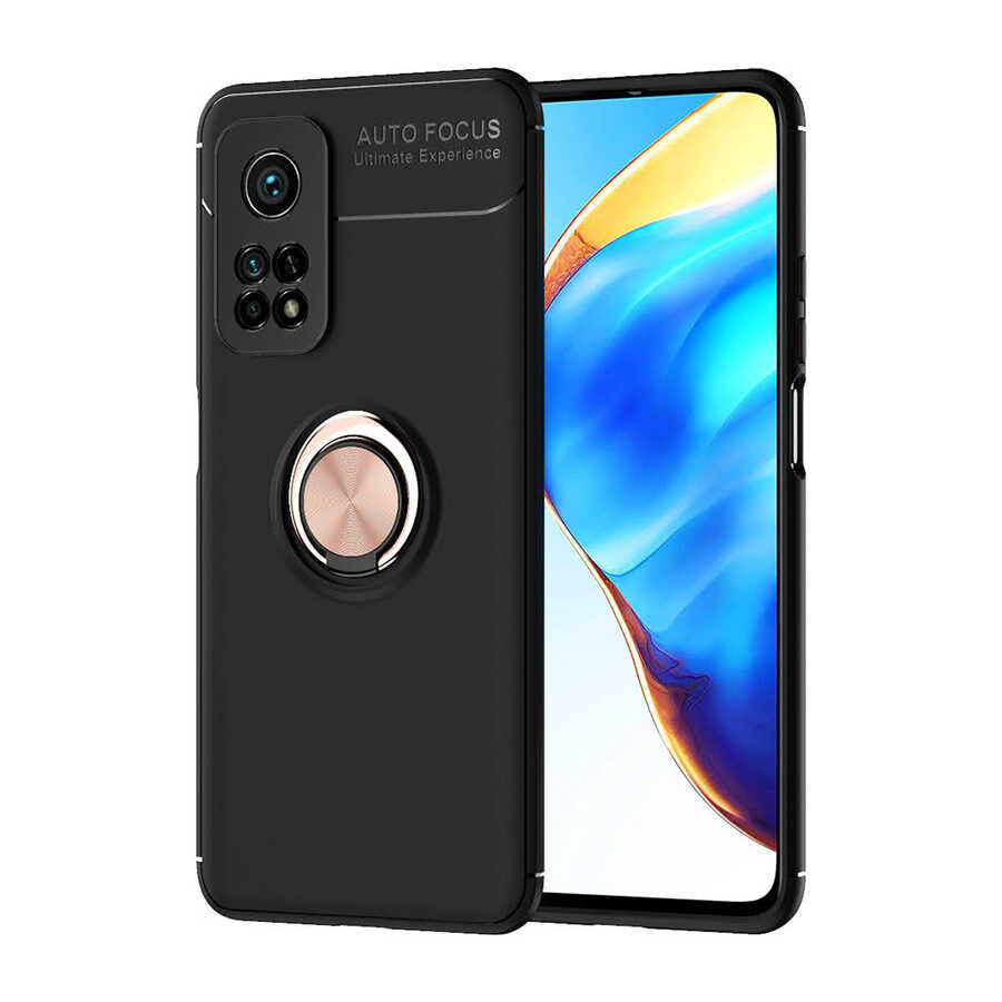 Xiaomi Mi 10T 5G Kılıf Zore Ravel Silikon Kapak Siyah-Rose Gold