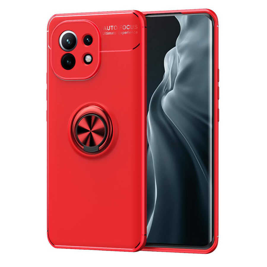 Xiaomi Mi 11 Kılıf Zore Ravel Silikon Kapak Siyah-Kırmızı