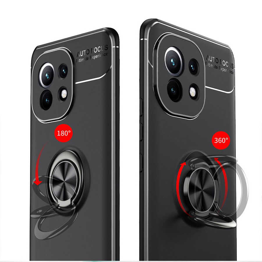 Xiaomi Mi 11 Kılıf Zore Ravel Silikon Kapak Siyah-Kırmızı