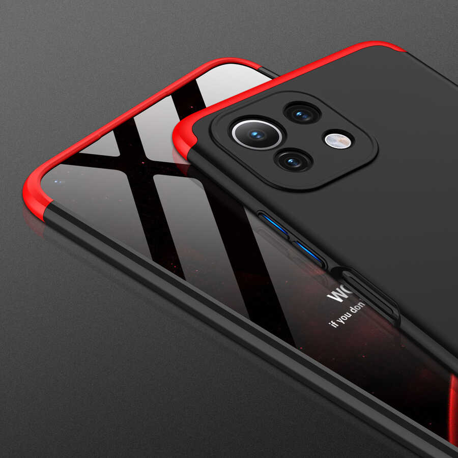 Xiaomi Mi 11 Lite Kılıf Zore Ays Kapak Siyah-Kırmızı