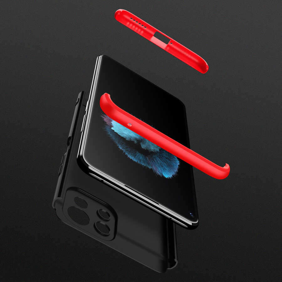 Xiaomi Mi 11 Lite Kılıf Zore Ays Kapak Siyah-Kırmızı