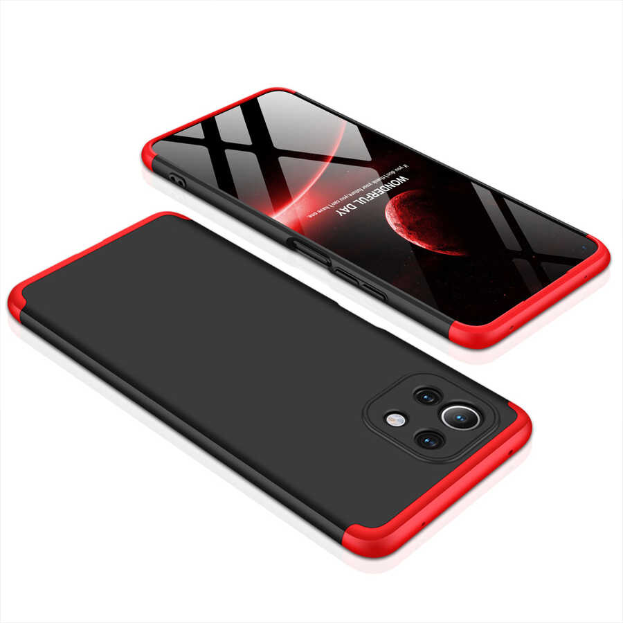 Xiaomi Mi 11 Lite Kılıf Zore Ays Kapak Siyah-Kırmızı