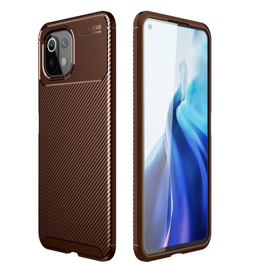 Xiaomi Mi 11 Lite Kılıf Zore Negro Silikon Kapak Kahverengi