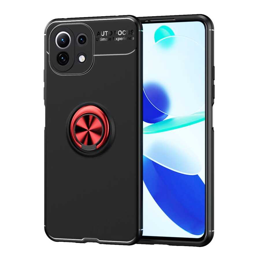 Xiaomi Mi 11 Lite Kılıf Zore Ravel Silikon Kapak Siyah-Kırmızı