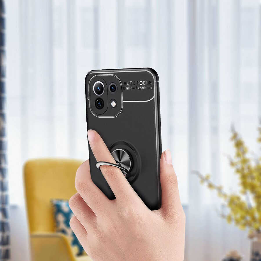 Xiaomi Mi 11 Lite Kılıf Zore Ravel Silikon Kapak Siyah-Kırmızı