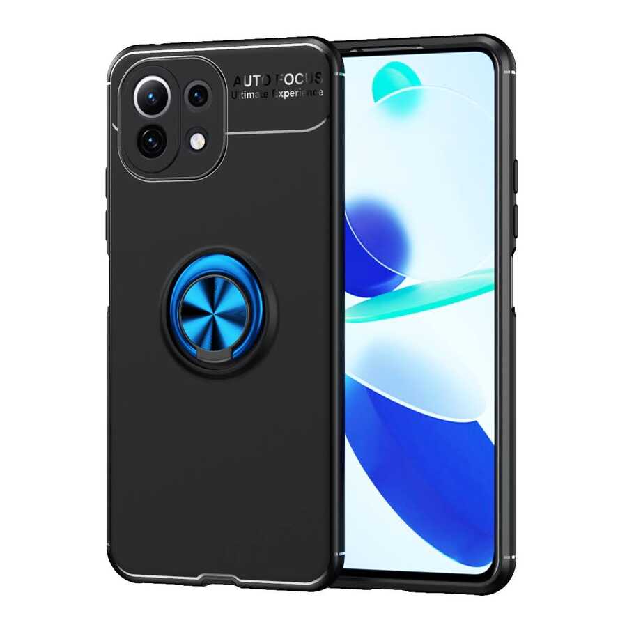 Xiaomi Mi 11 Lite Kılıf Zore Ravel Silikon Kapak Siyah-Mavi