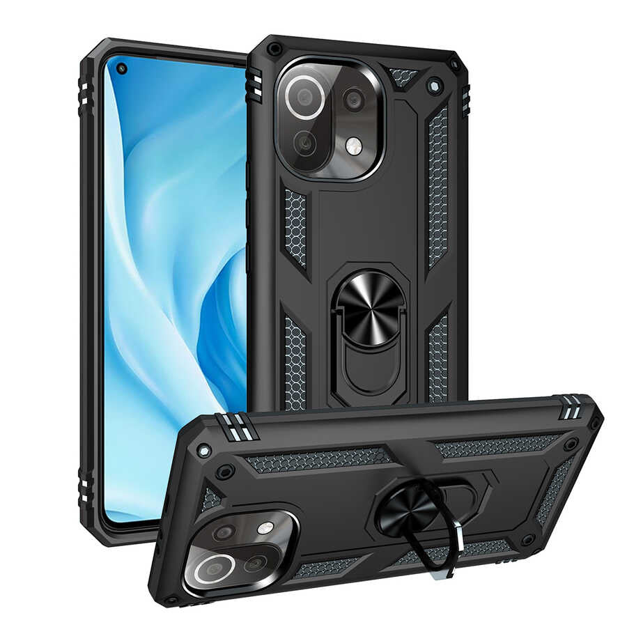 Xiaomi Mi 11 Lite Kılıf Zore Vega Kapak Siyah