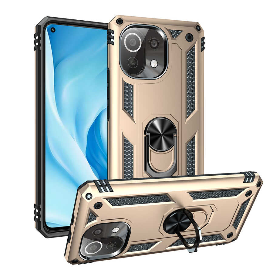 Xiaomi Mi 11 Lite Kılıf Zore Vega Kapak Gold
