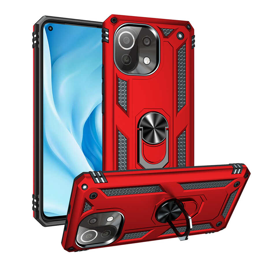 Xiaomi Mi 11 Lite Kılıf Zore Vega Kapak Kırmızı