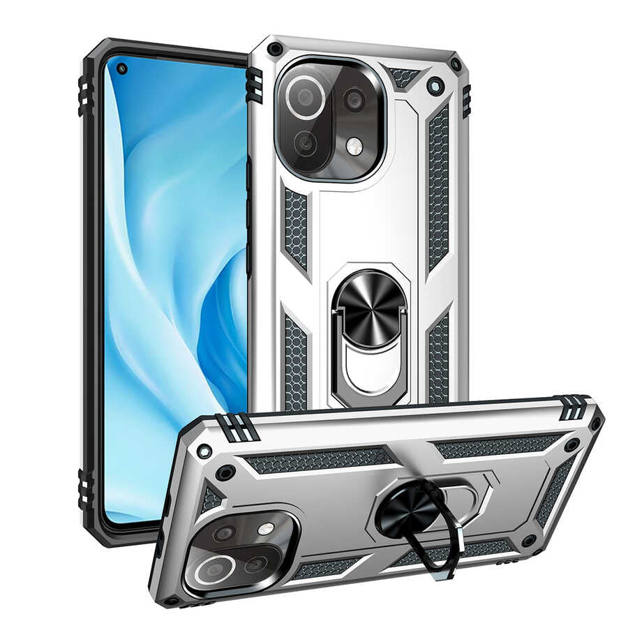 Xiaomi Mi 11 Lite Kılıf Zore Vega Kapak Gri